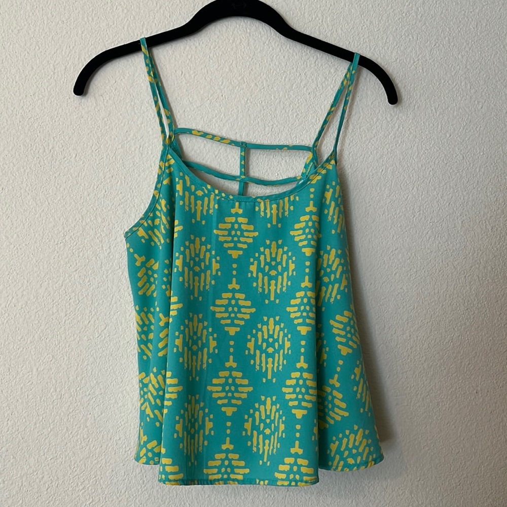 Turquoise & yellow tank top